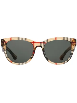 Burberry check detail round frame sunglasses online