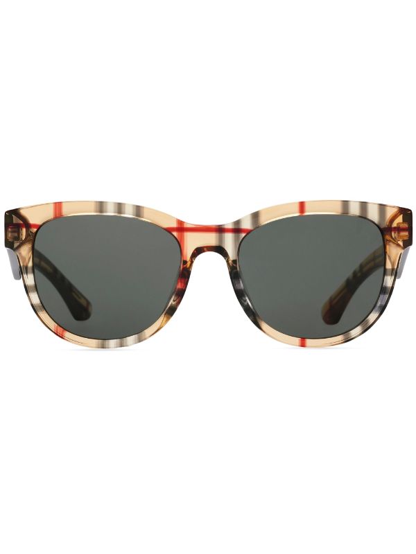 Burberry check detail round frame sunglasses fashion