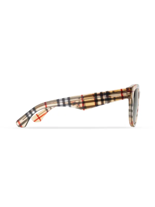 Burberry Eyewear Vintage Check round frame Sunglasses Neutrals FARFETCH IE