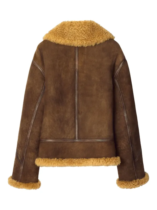 Burberry shearling trim Leather Jacket Brown FARFETCH TW