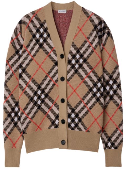 Burberry check wool-blend cardigan