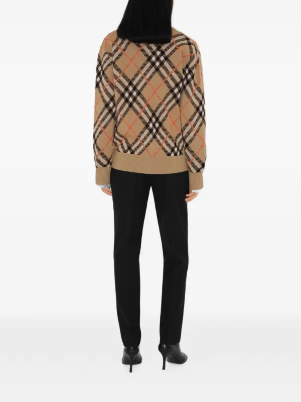 BURBERRY チェック柄 ジップアップカーディガン Lサイズ Burberry チェック カーディガン | ブラウン | FARFETCH JP