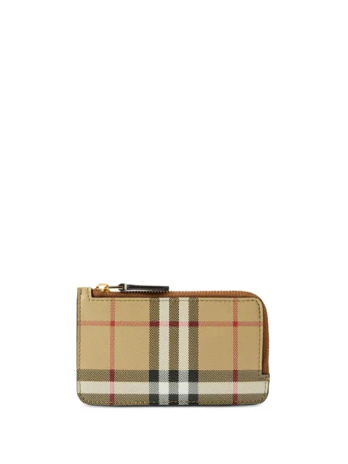 Portefeuille en cuir à carreaux - Burberry - Modalova