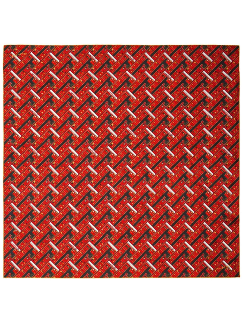 Burberry Bus-print Silk Scarf In Red