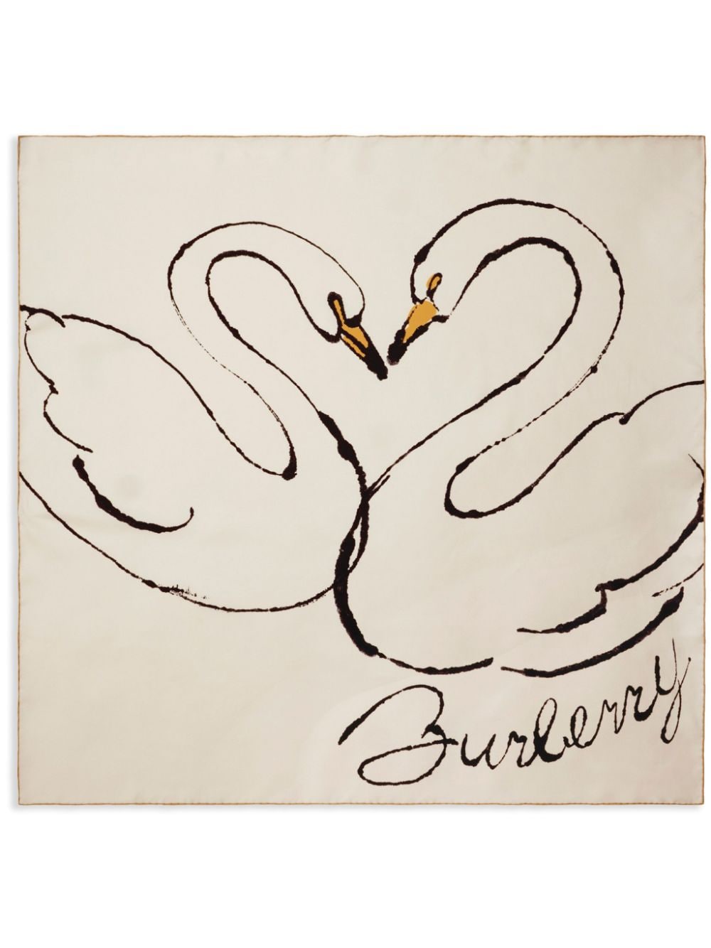 Burberry Swan-print Silk Scarf In Neutrals