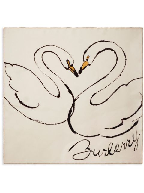 Burberry swan-print silk scarf Men