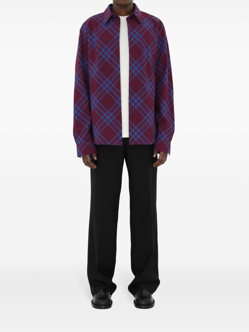 Shop Burberry Checked Flannel Shirt In Red