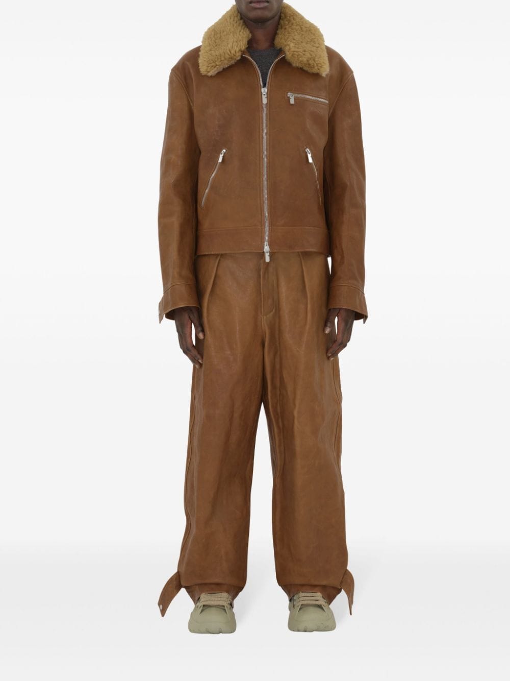 Burberry Leren broek - Bruin