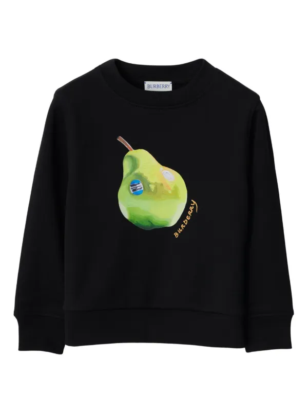 Burberry Kids Pear crew-neck Cotton Sweatshirt Black FARFETCH IN