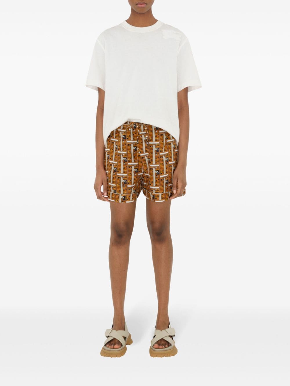 Shop Burberry Bus Silk Pyjama Shorts In Orange