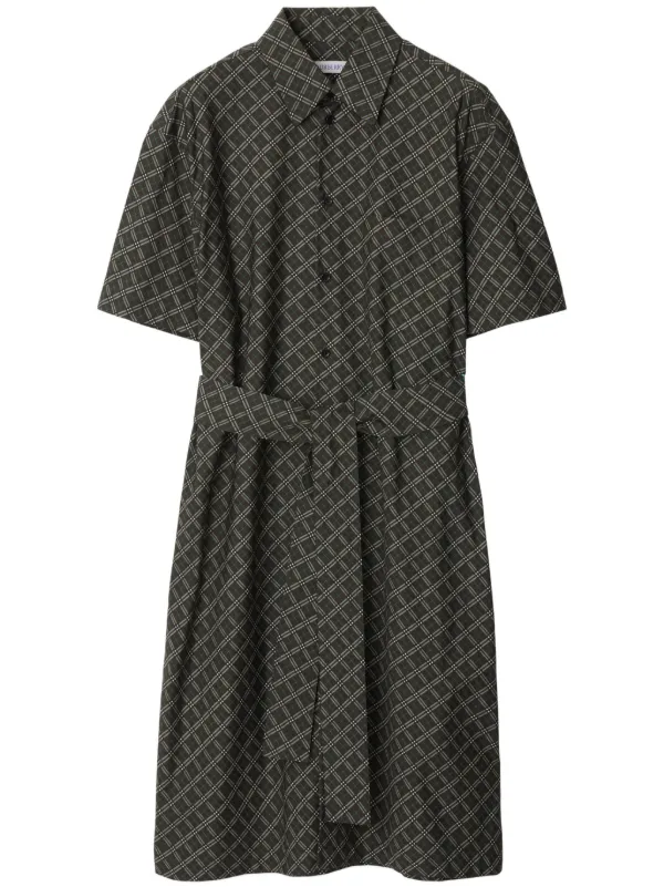 Burberry check pattern Cotton Shirt Dress Green FARFETCH TR