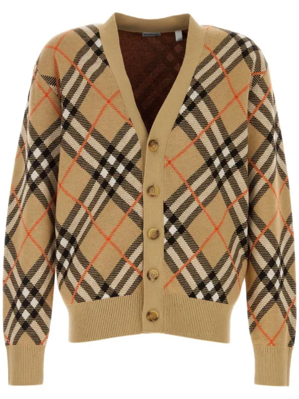 Burberry Vintage Check wool blend Cardigan Neutrals FARFETCH BE