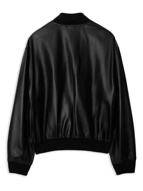 Burberry drop-shoulder Leather Bomber Jacket | Black | FARFETCH