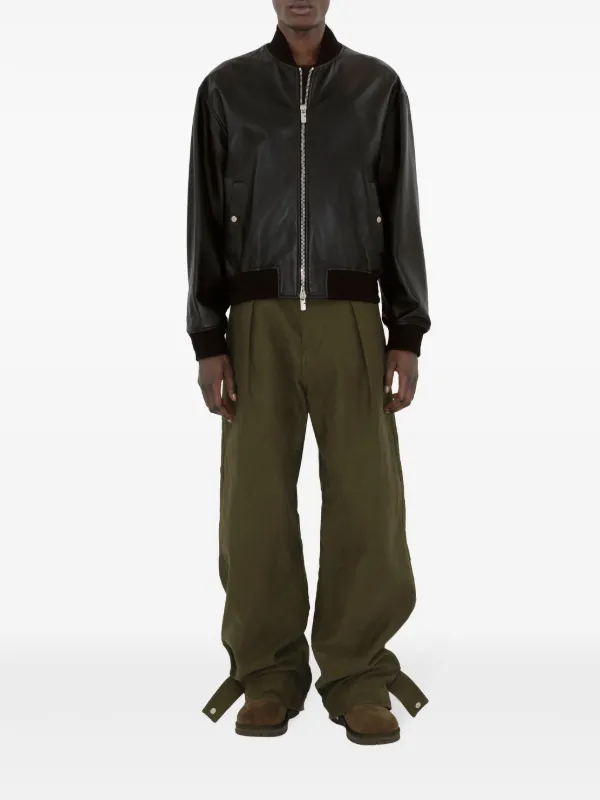 Burberry drop-shoulder Leather Bomber Jacket | Black