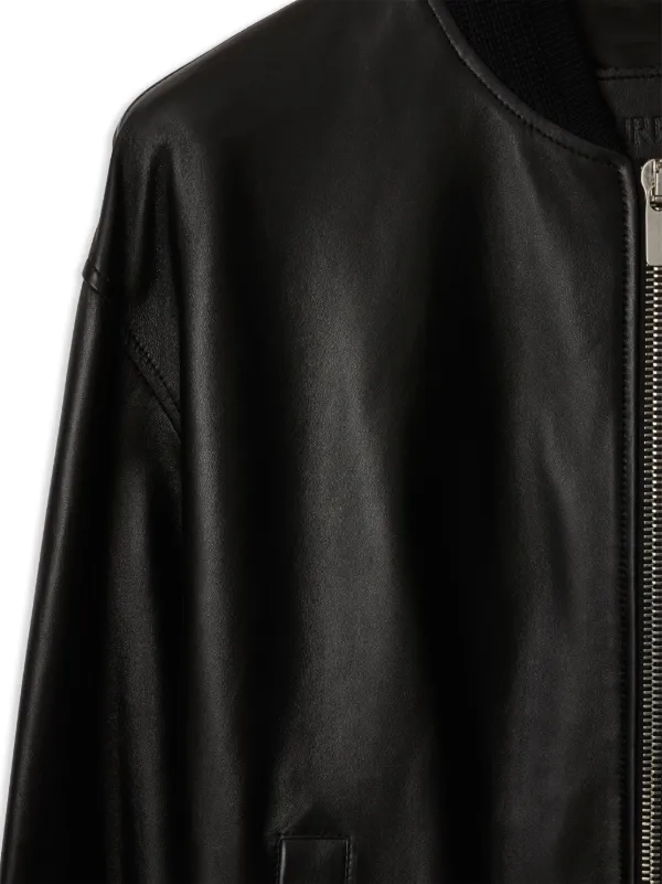 Burberry drop-shoulder Leather Bomber Jacket | Black | FARFETCH
