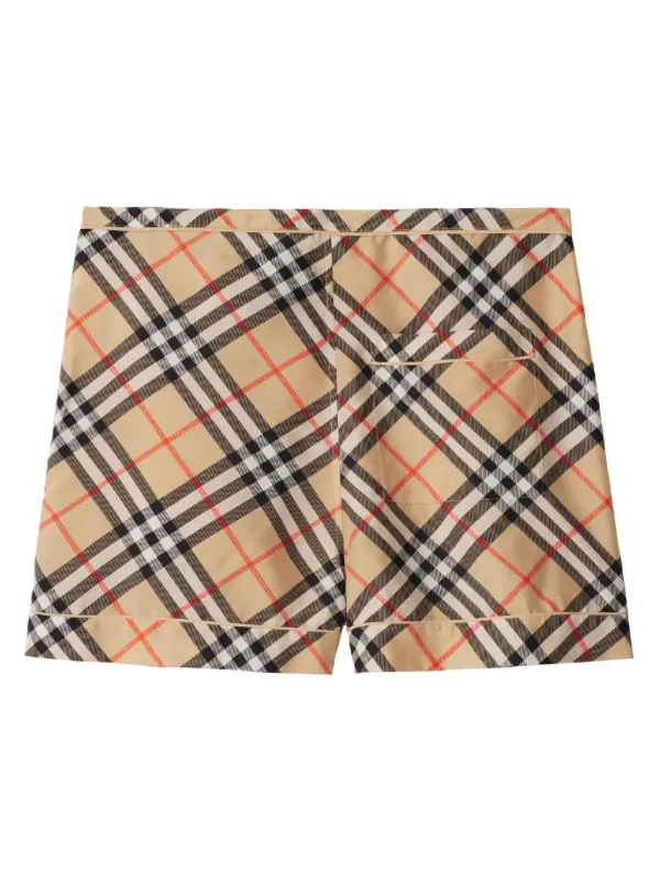 Burberry check-print Silk Shorts | Neutrals | FARFETCH