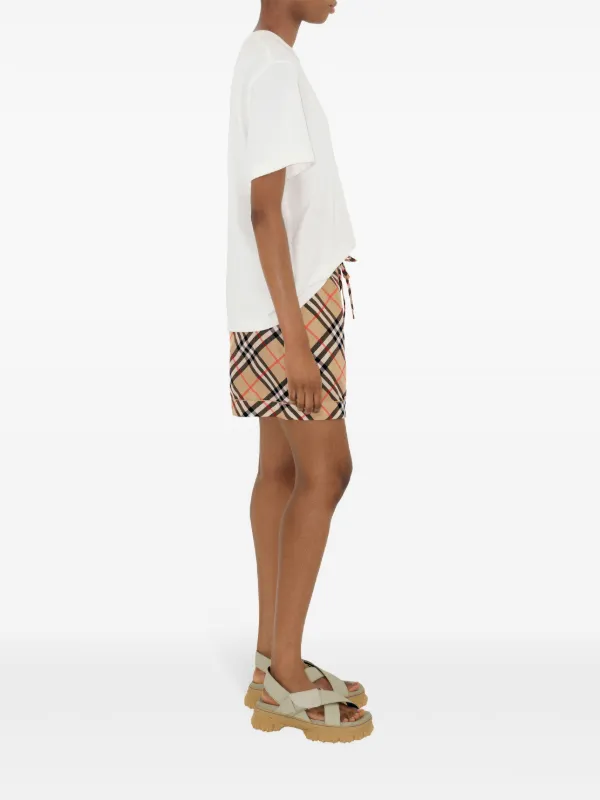 ショーツ BURBERRY PRINTED SILK SHORTS Burberry check-print Silk Shorts | Neutrals | FARFETCH