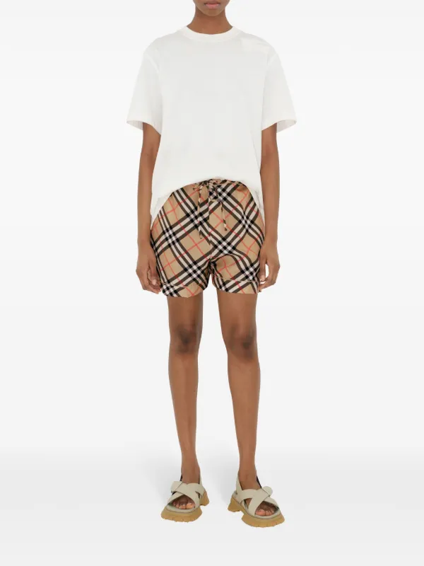 Burberry check-print Silk Shorts | Neutrals | FARFETCH