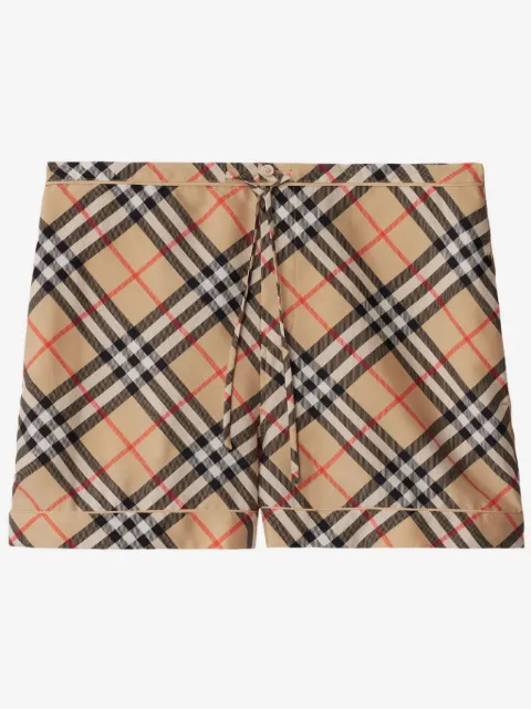 Burberry check-print silk shorts