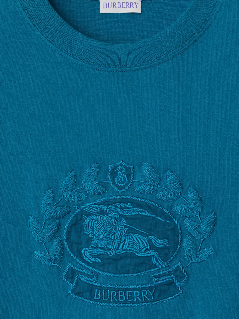Burberry Katoenen T-shirt met borduurwerk Blauw