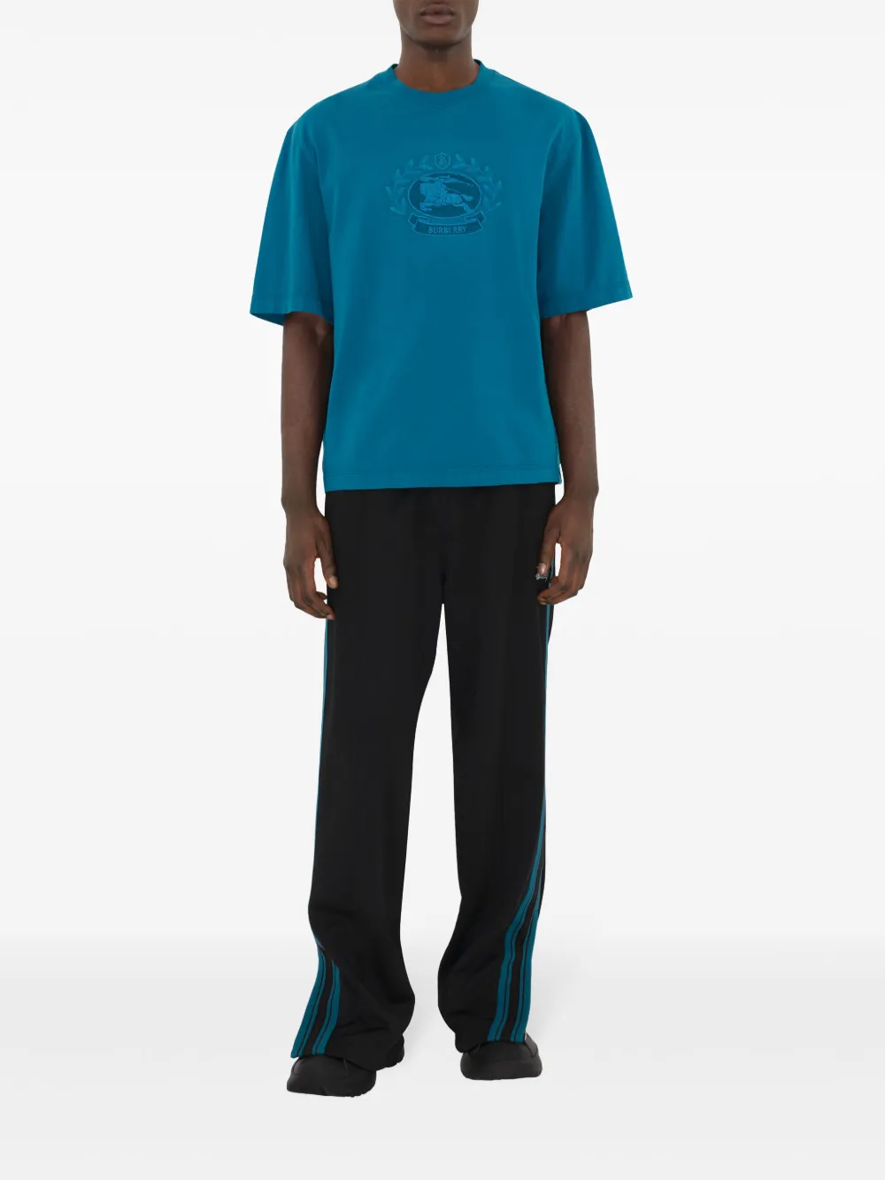 Burberry Katoenen T-shirt met borduurwerk - Blauw