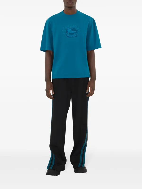 Burberry Oak Leaf Crest Embroidered Cotton T-shirt | Blue | FARFETCH