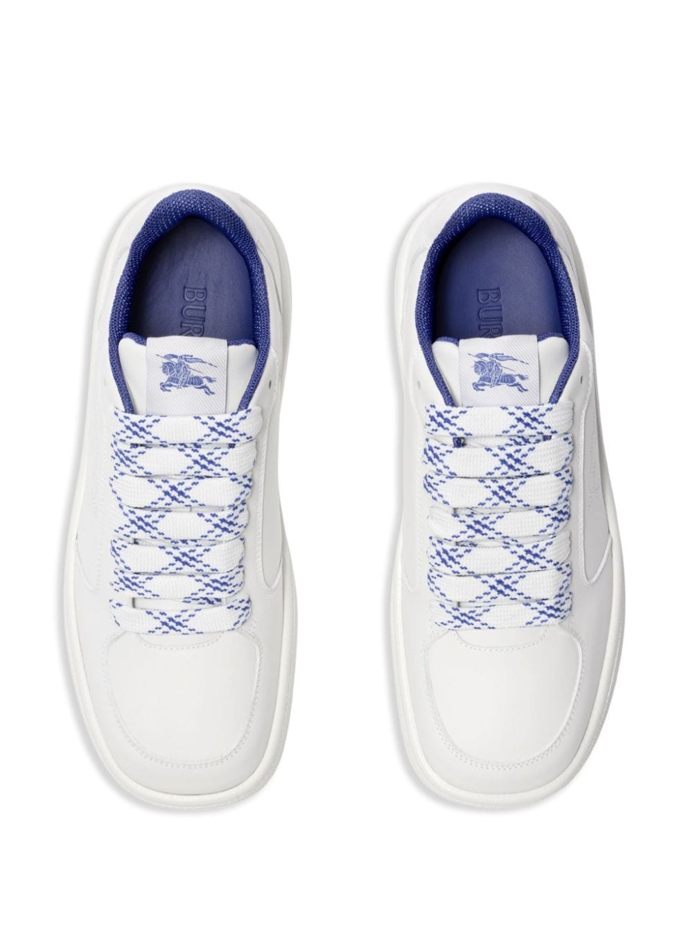 Shop Burberry Box Leather Sneakers In White