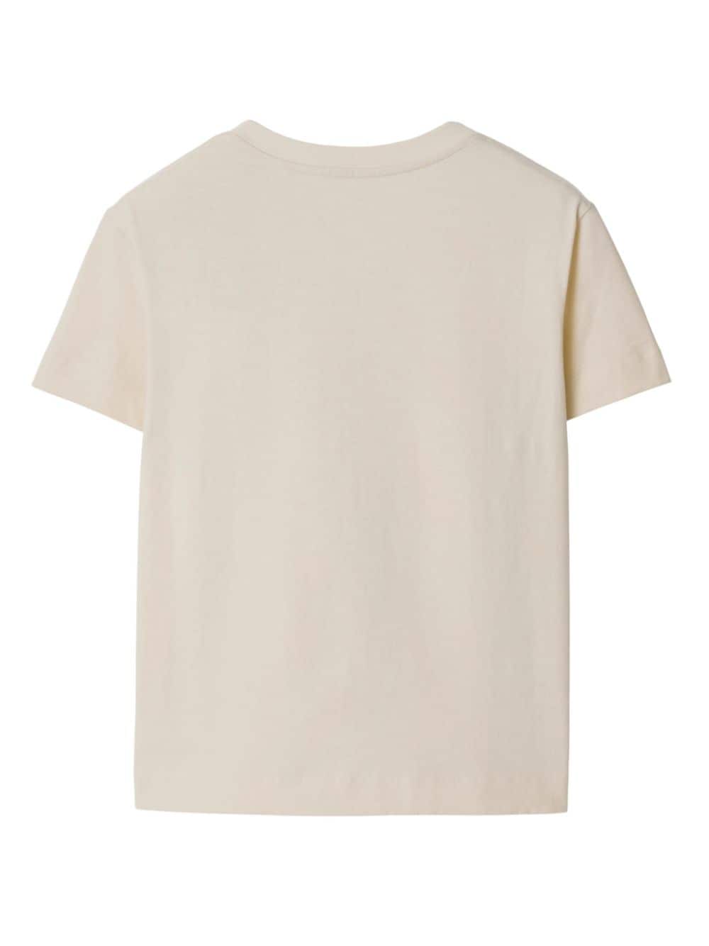 Shop Burberry Boxy Swan Cotton T-shirt In Neutrals