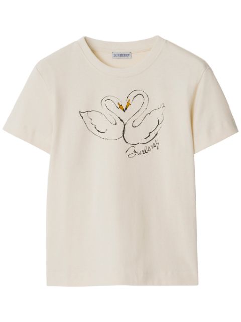 Affordable Burberry Boxy Swan cotton T-shirt Women