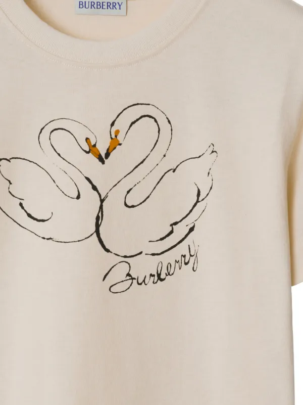 Burberry Boxy Swan Cotton T-shirt | Neutrals | FARFETCH NZ