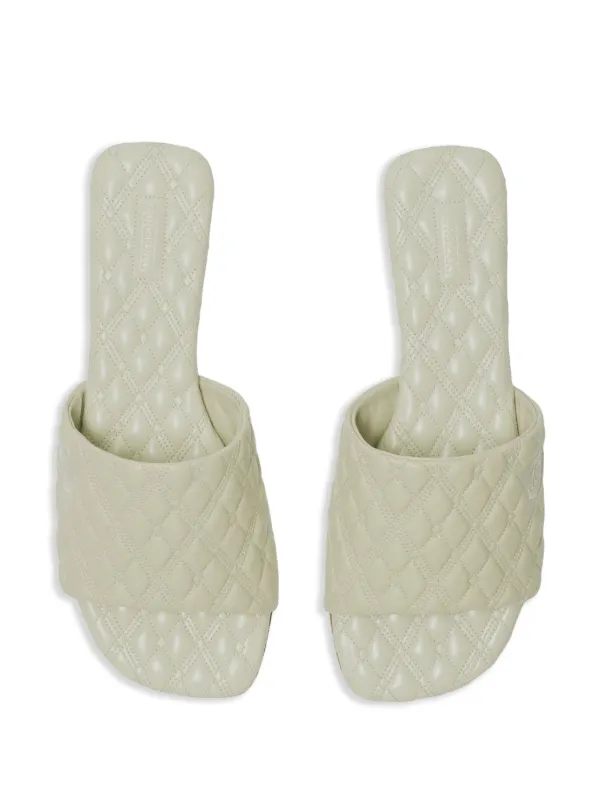 Burberry Quilted Leather Flat Sandals | White | FARFETCH