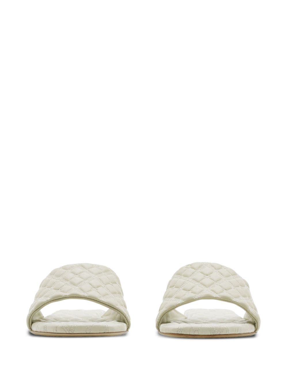 Shop Burberry Quilted Leather Flat Sandals In White