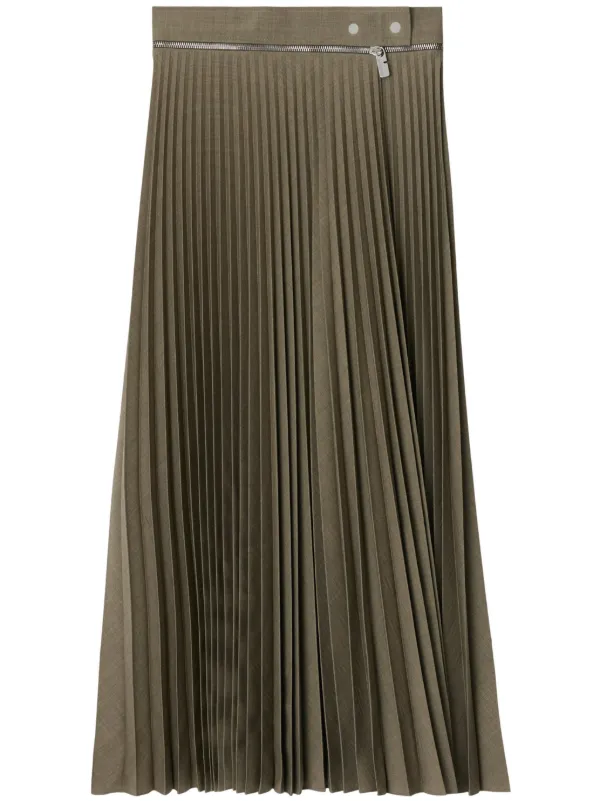 Burberry Fully-pleated Wool-blend Skirt in Brown