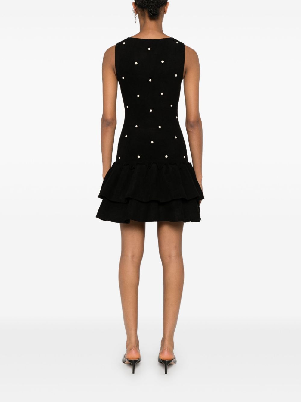 Shop Sandro Bead-embellished Mini Dress In Black