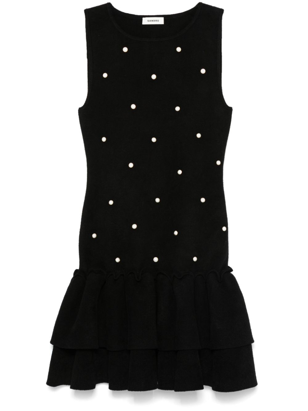 Shop Sandro Bead-embellished Mini Dress In Black