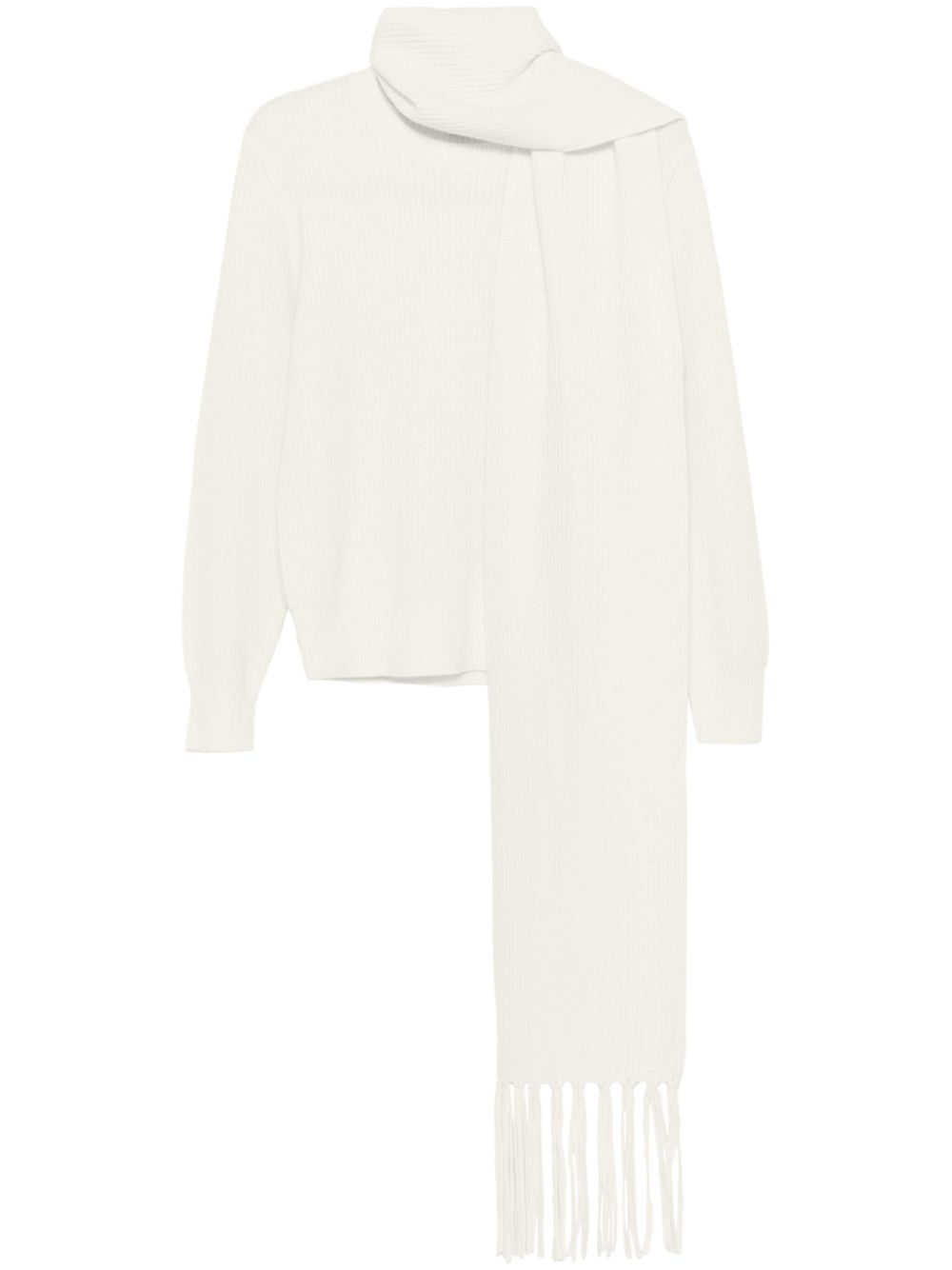 Shop Sandro Detachable-scarf Sweater In White