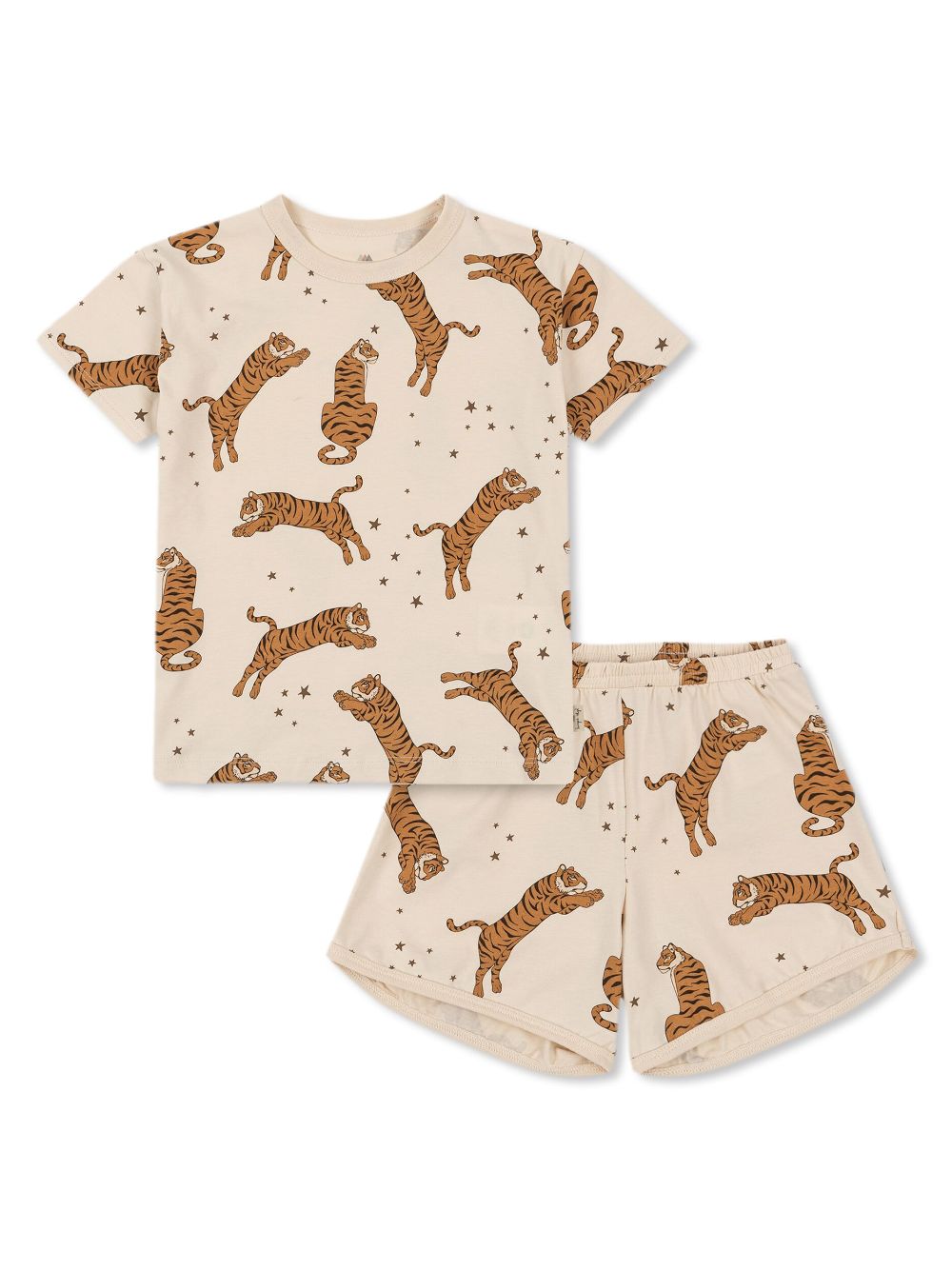 Konges Sløjd Babies' Tiger Printed Organic Cotton Pajamas In Metallic