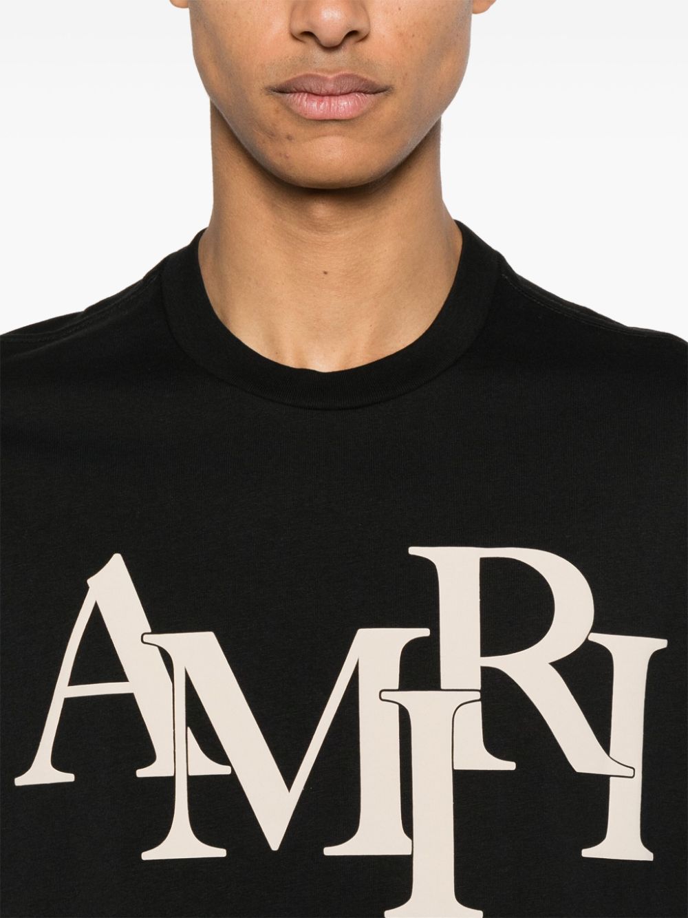 Shop Amiri Logo-print Cotton T-shirt In Black