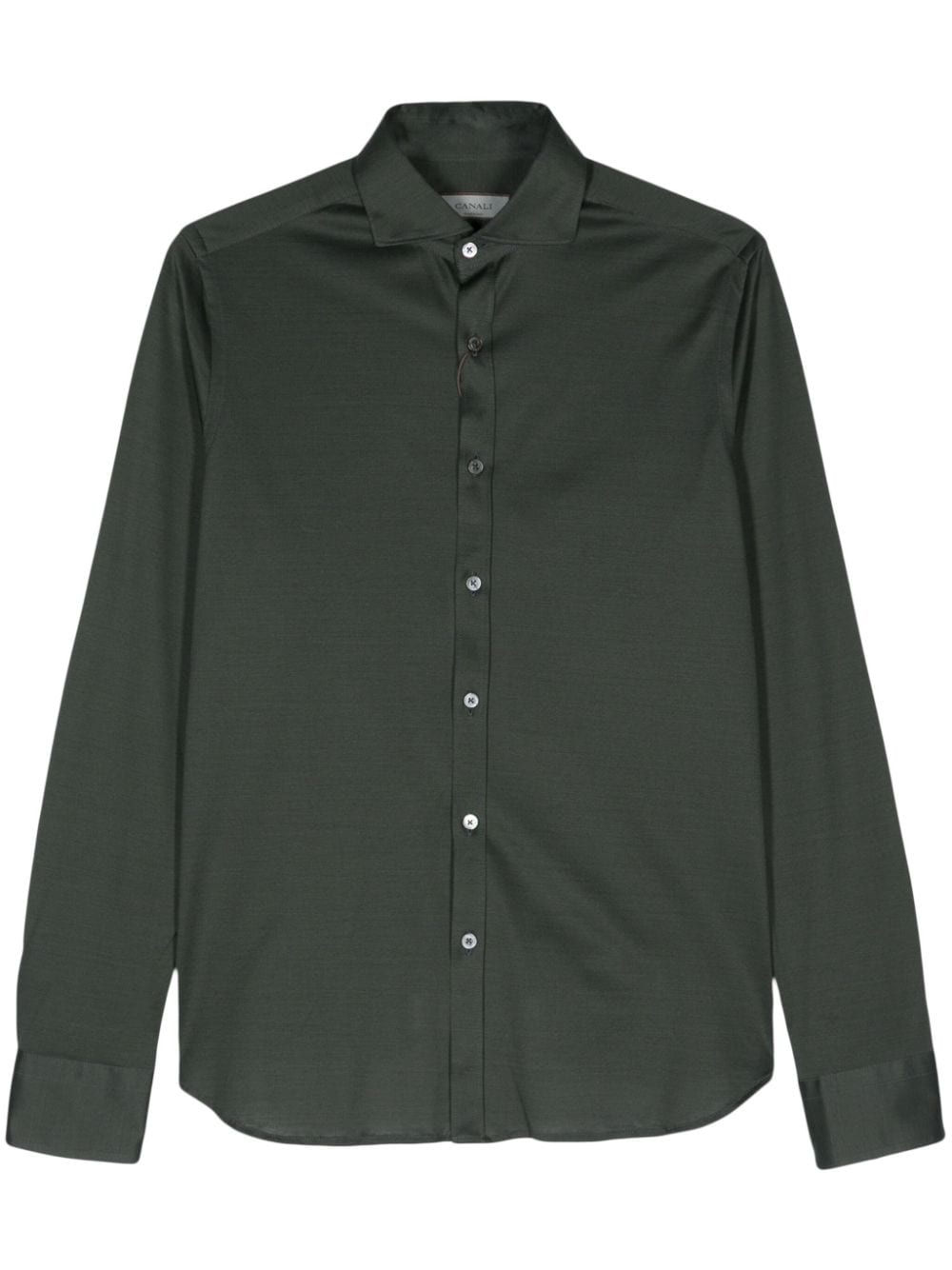 Canali Cutaway-collar Cotton Shirt In 绿色