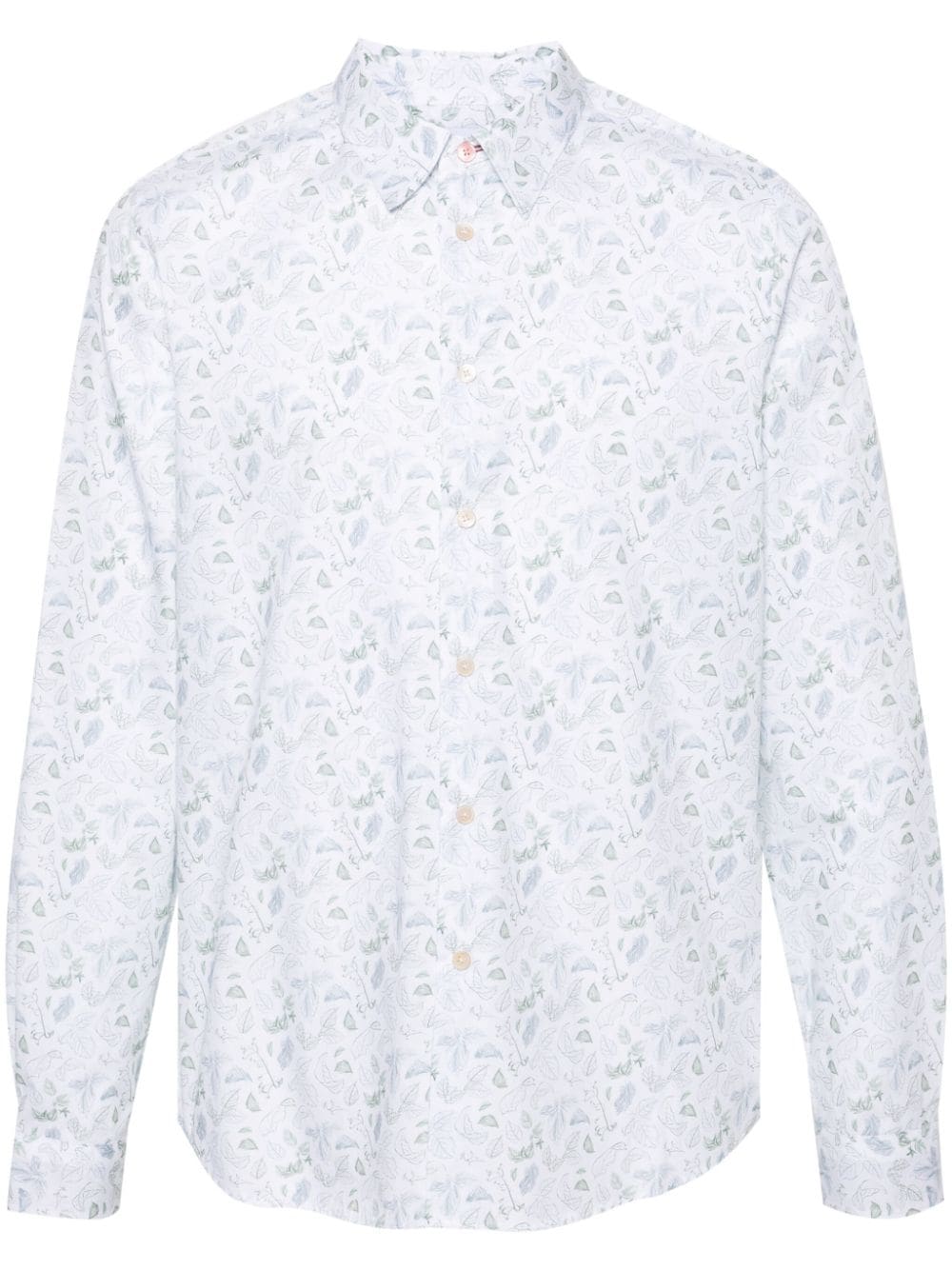 Ps By Paul Smith Leaf-print Cotton Shirt In Weiss