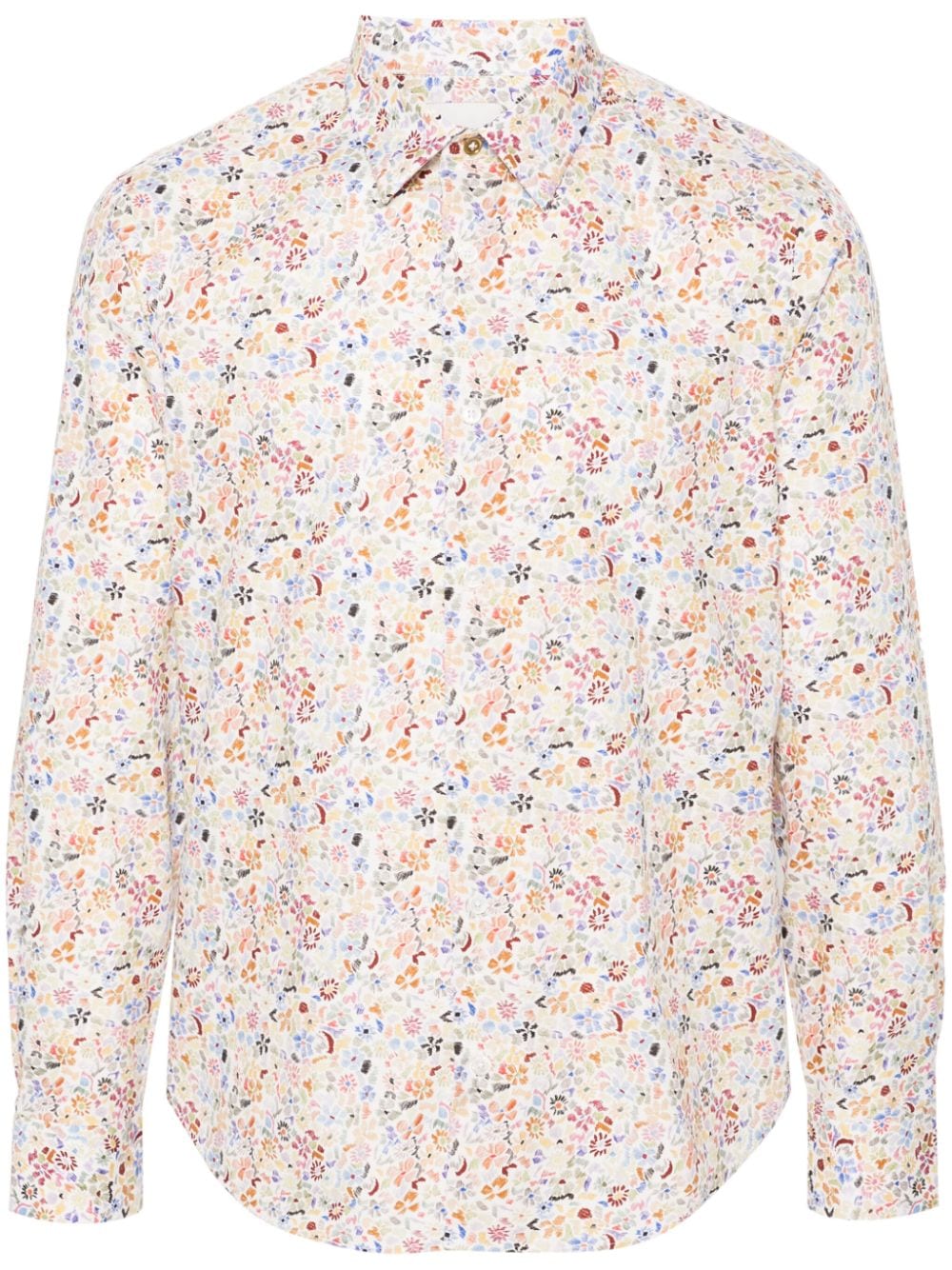 Paul Smith Floral-print Organic Cotton Shirt In White