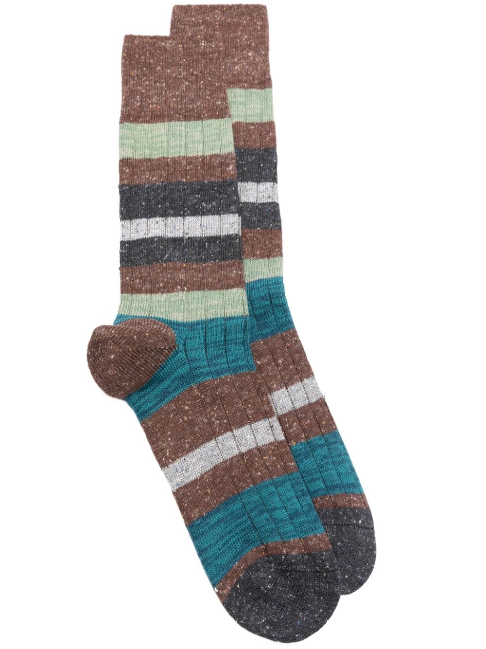 Paul Smith Gabriel Neps Striped Socks In Brown