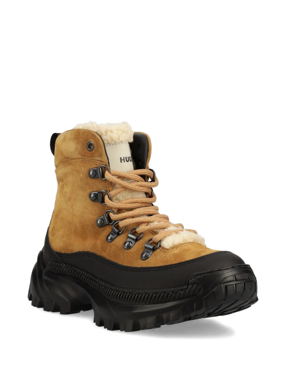 HUGO suede shearling-lined hiking boots Brown