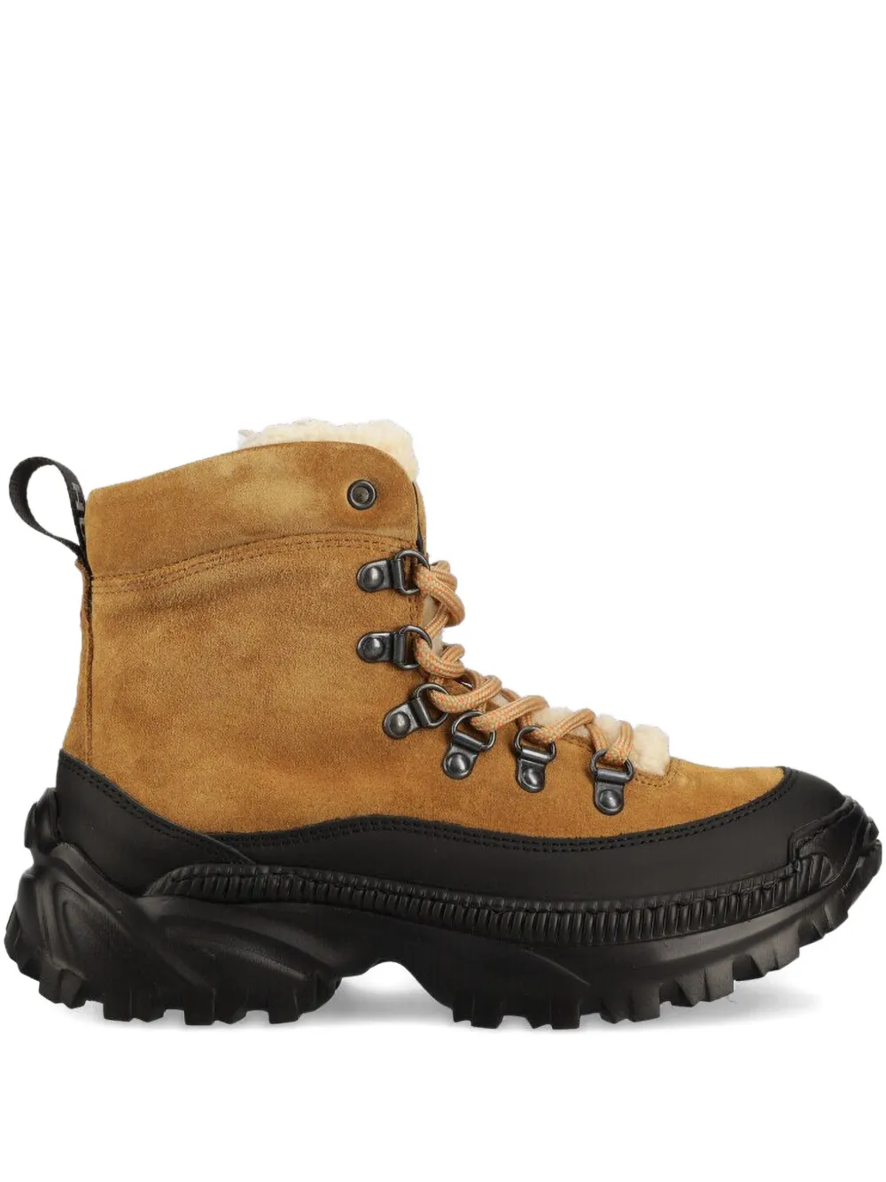 HUGO suede shearling-lined hiking boots Brown