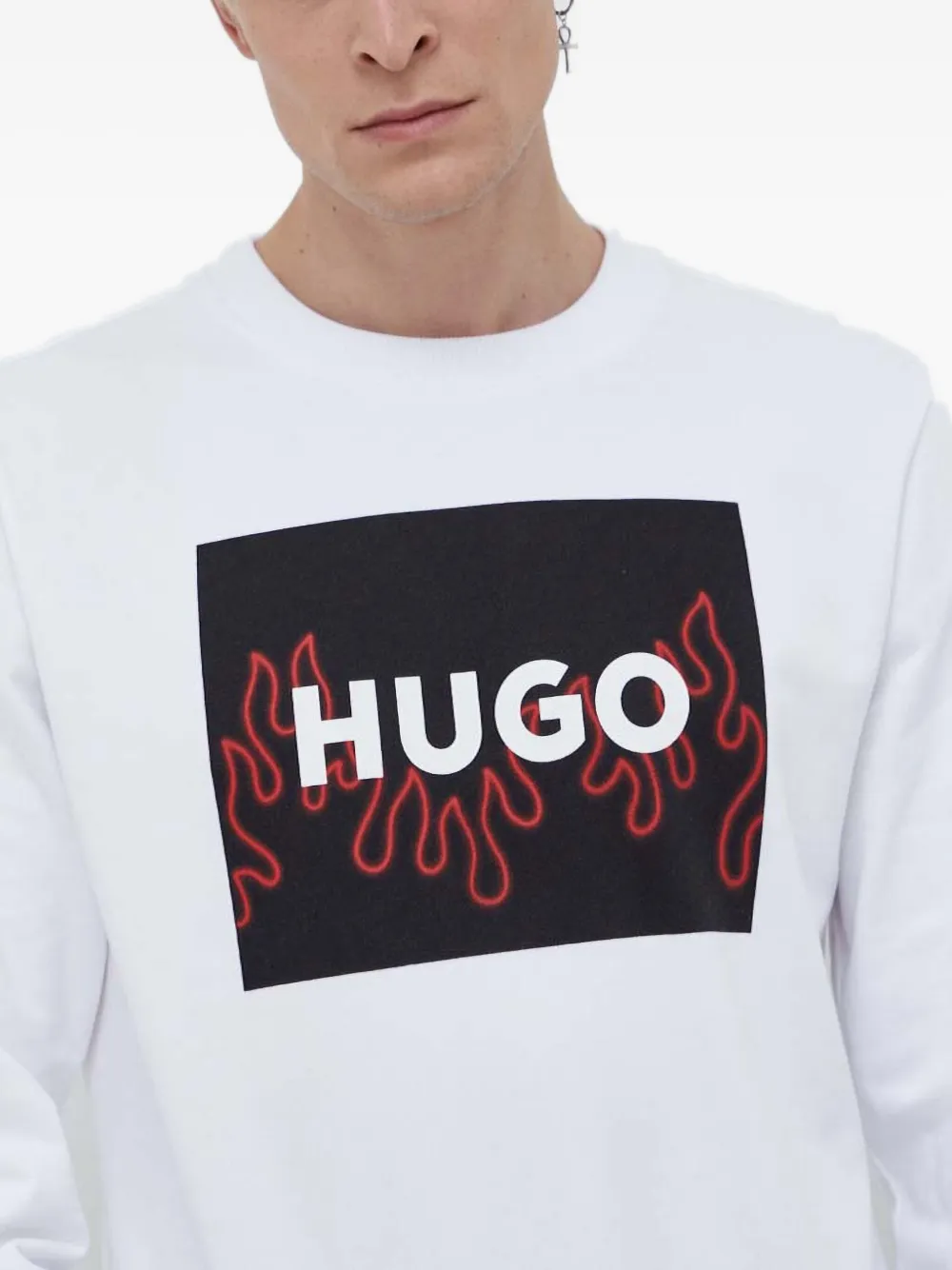 Hugo Boss Logo Sweatshirt In White