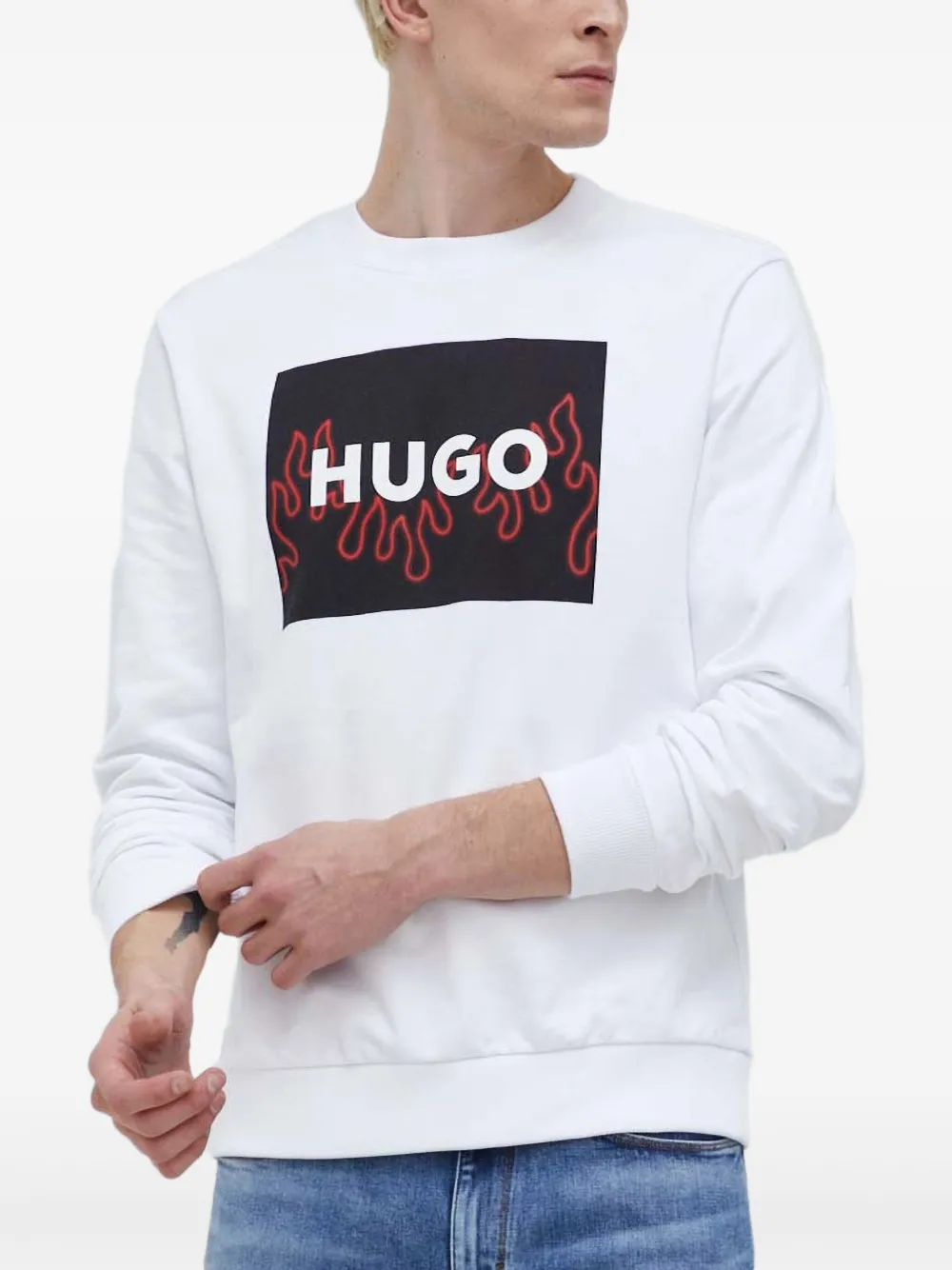 Hugo Boss Logo Sweatshirt In White