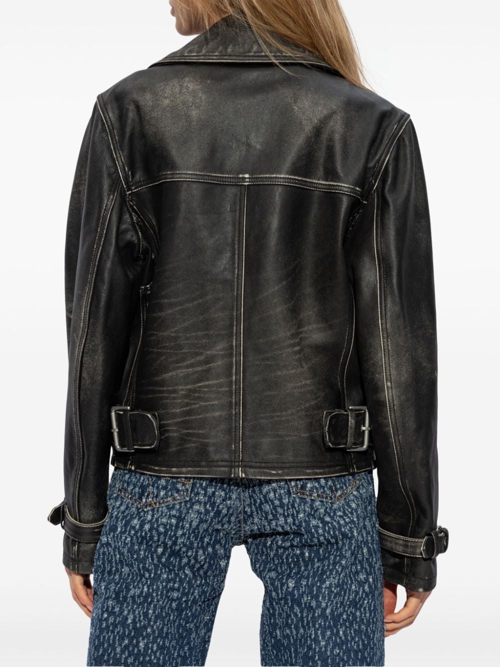 Shop Eytys Achilles Leather Biker Jacket In Black