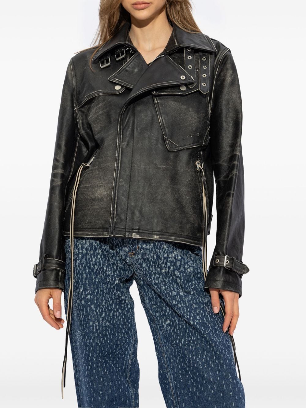 Shop Eytys Achilles Leather Biker Jacket In Black