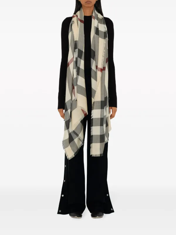 Burberry Vintage Check Frayed Scarf Neutrals FARFETCH UK