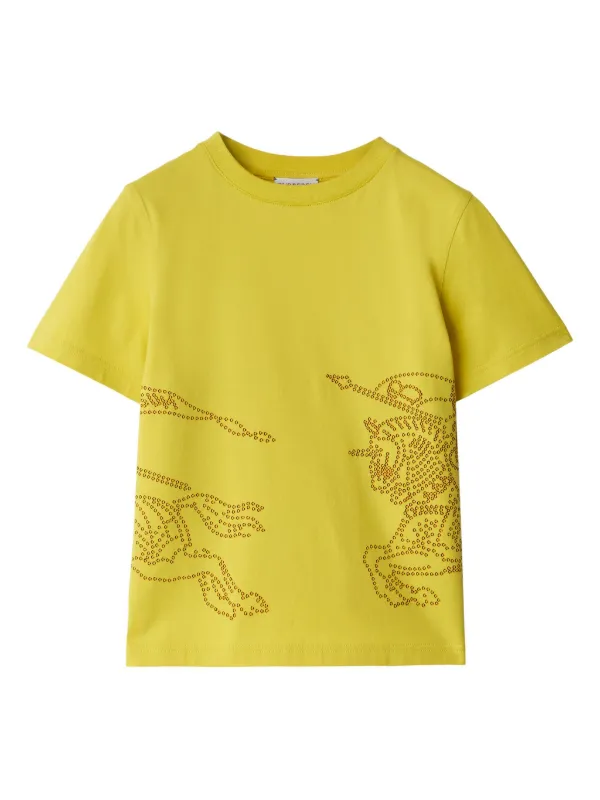 Burberry Kids EKD crew neck Cotton T shirt Yellow FARFETCH KW